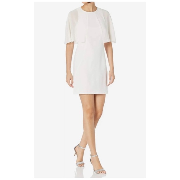 HALSTON HERITAGE Cape Overlay Sheath Dress Size 12
Ivory/White - Picture 3 of 8